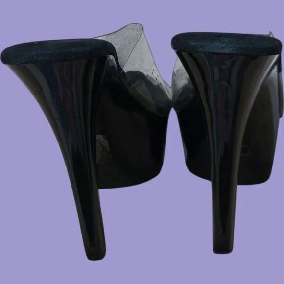 Ellie  Platform Vanity 6 Heels Black/Clear Size 11 - Picture 2 of 14